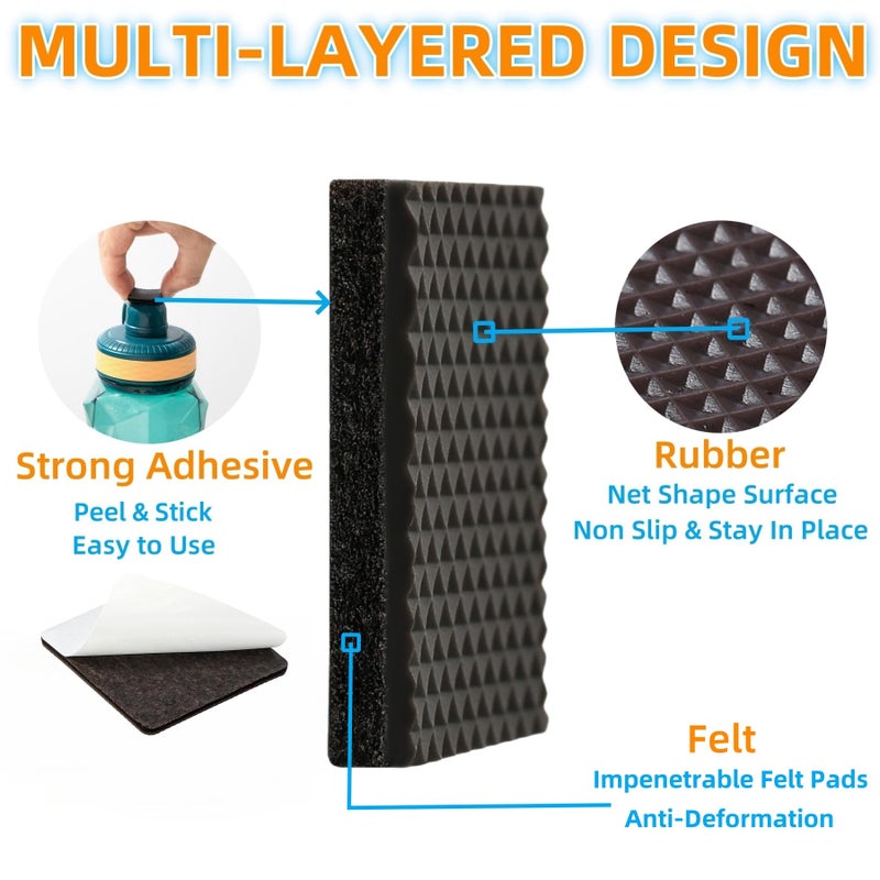Furnigear Non Slip Furniture Pads - Self Adhesive Rubber Anti Skid Pads Grippers Rubber Chair Feet Furniture Pads for Hardwood Floors -Protectors for Furniture Table Legs Anti Slip 12 Pcs 3"" Square - Image 2